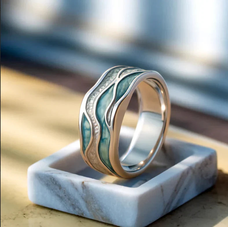 Turkise Sølvbølger Ring