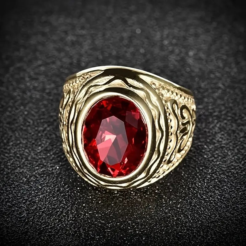 Guld Rubin Indgraveret Ring