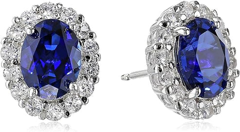 Oval Hvid Safir Stud Øreringe