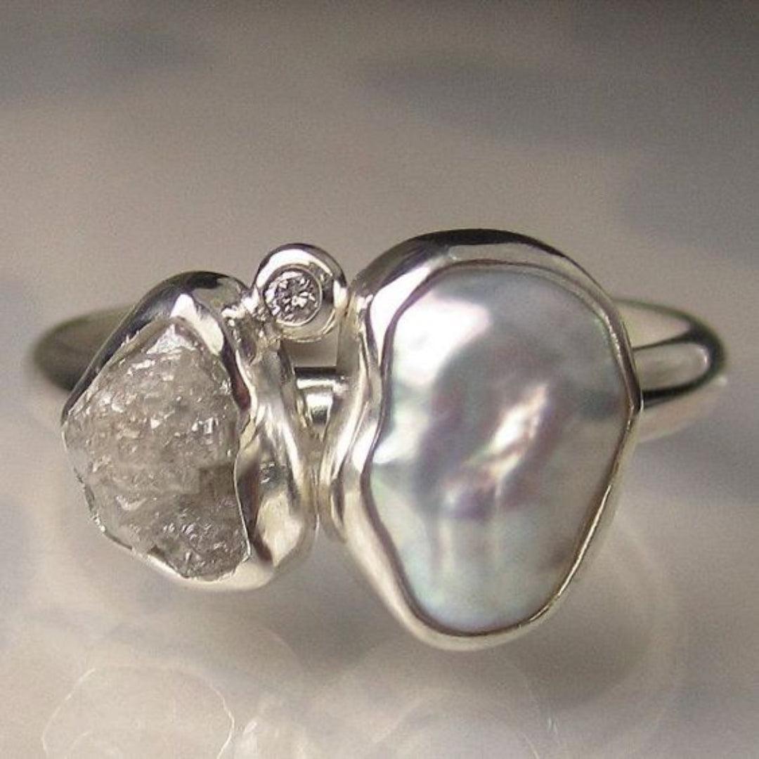 Vintage Baroque Perle Sølvring