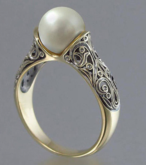 Vintage Perle Guld Ring