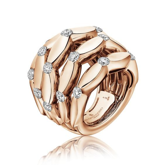 Gyldent Ring med Lagdelt Zirkonium Dioxid