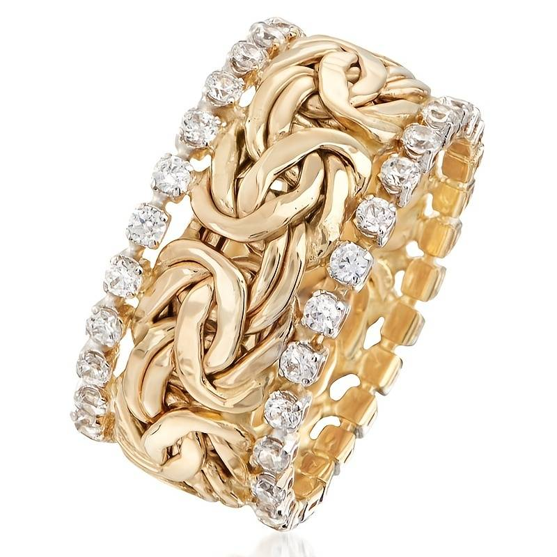 Gylden fletning ring med zirconia