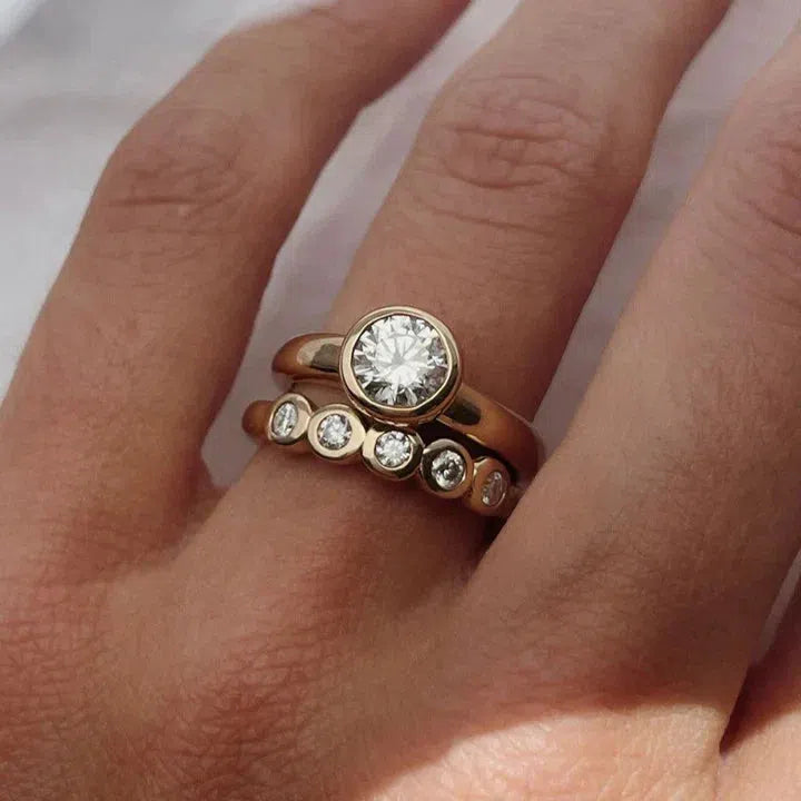 Vintage Zirconia Guld Ring Sæt