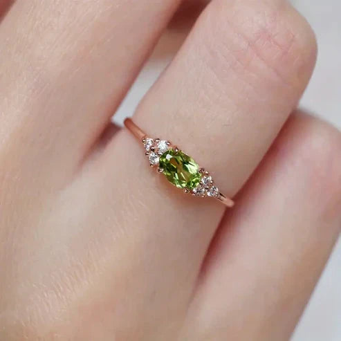 Oliven Glas Guld Ring
