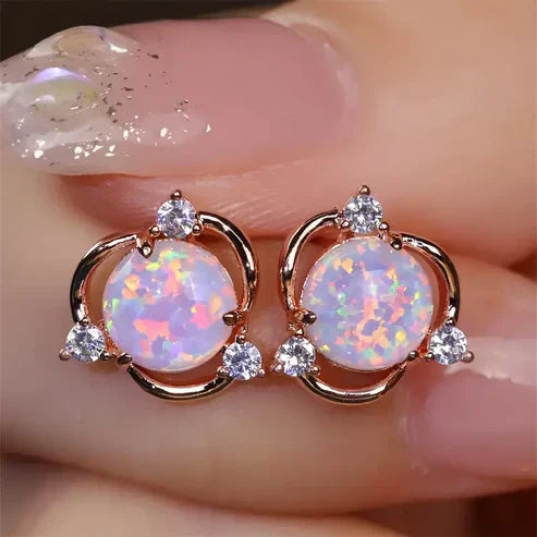 Pink Opal Guldøreringe