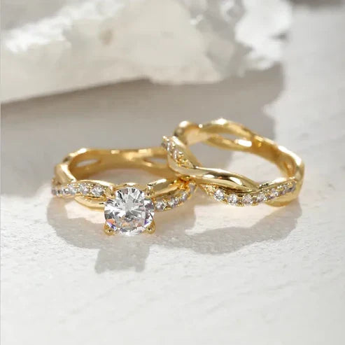 Vintage Funklende Ring Sæt