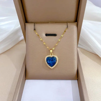 Guld Safir Hjerte Halskæde