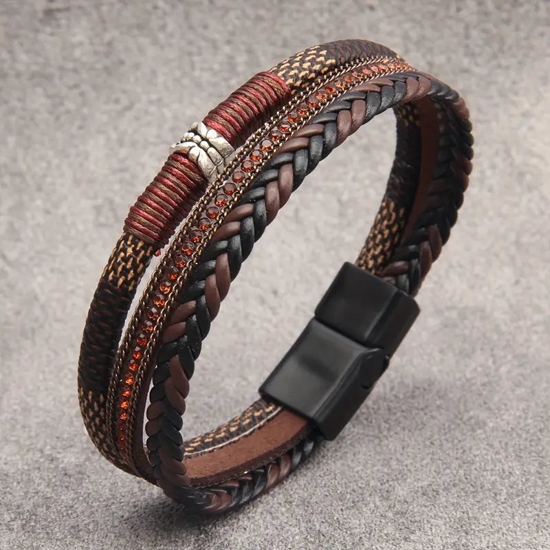 Lux Lagd Flettet Polyurethan Læder Magnetisk Armbånd