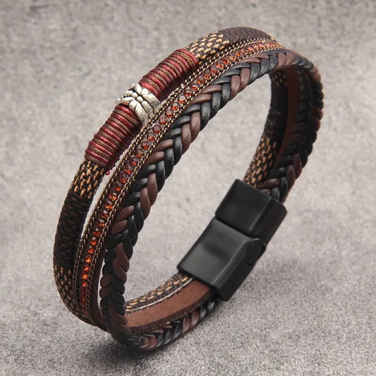 Lux Lagd Braidet Polyurethan Læder Magnetarmbånd