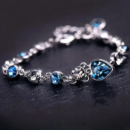 Sølv Safir Hjerte Kæde Armbånd