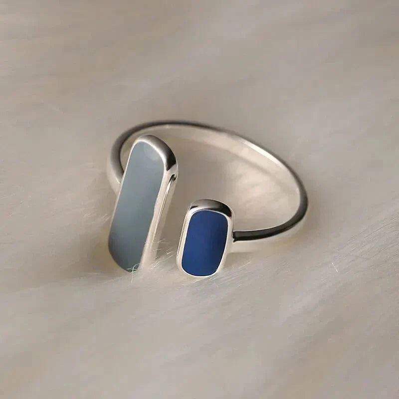 Vintage ring med blå sten i sølv