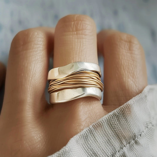 Sølv- og Guldindpakket Ring