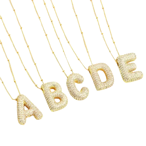 Boble bogstav initial halskæde
