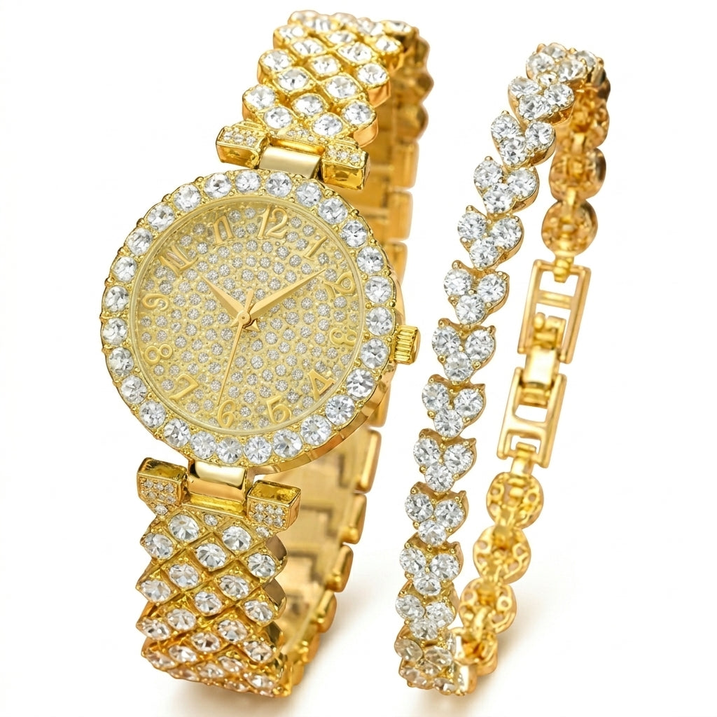 Sæt af Ur og Armbånd Luxe Radiance | Guld