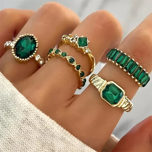Zarina Eksklusiv Smaragd Ring Sæt