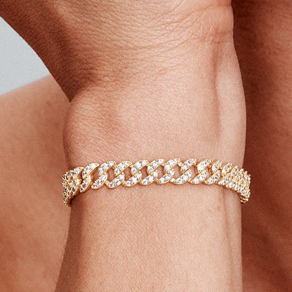 Cuban Pavé Armbånd | Guld