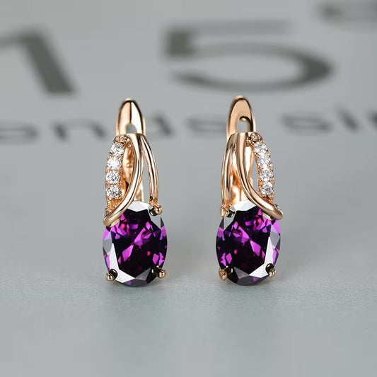 Guld Amethyst Hoop Øreringe
