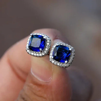 Saphir Square Stud Øreringe