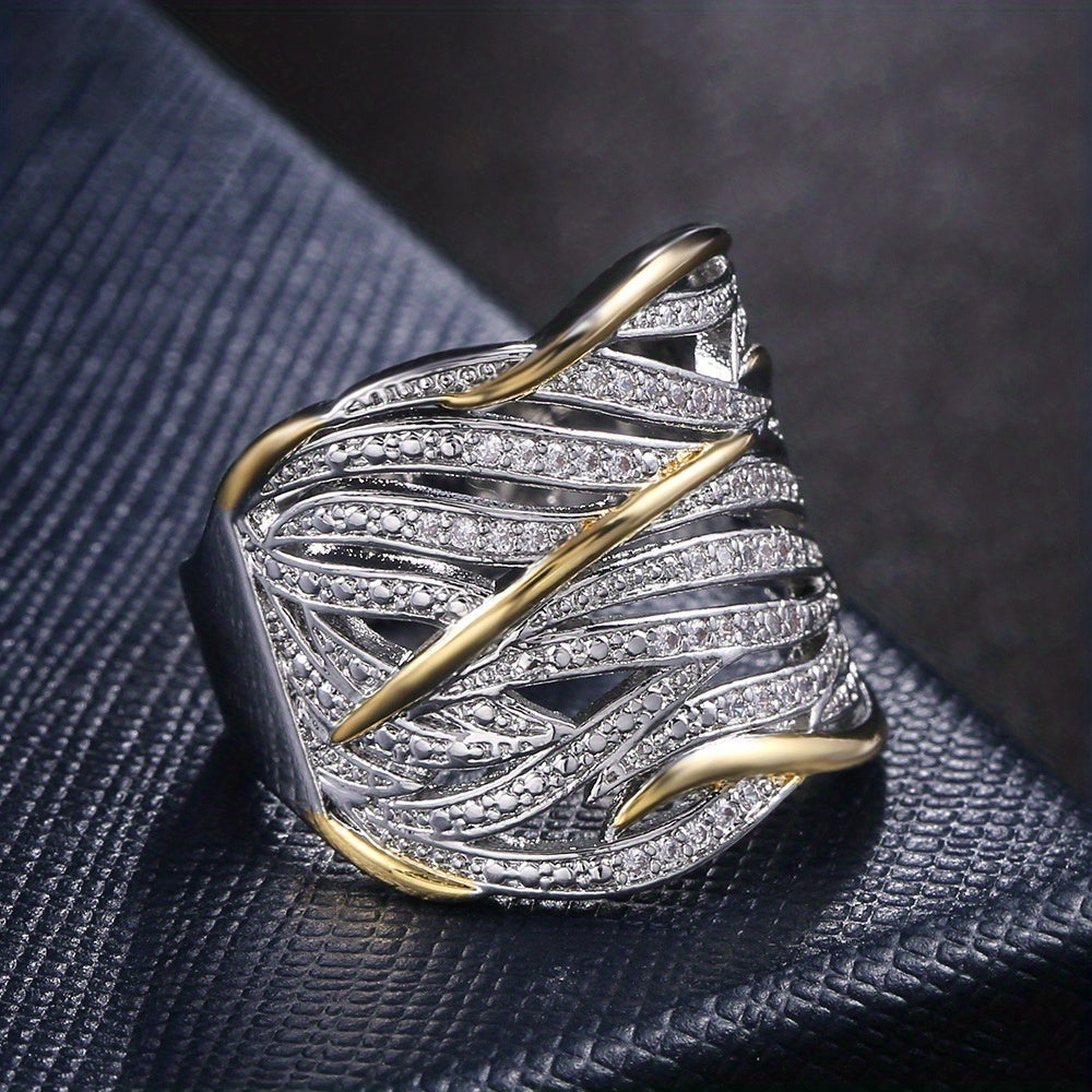 Sølv og Guld Vævet Bånd Ring