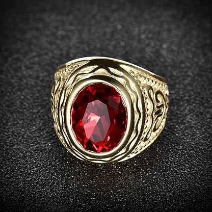 Guld Rubin Indgraveret Ring