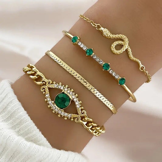 Guld Smaragd Charm Armbåndsæt