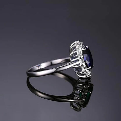 Klassisk Safir Halo Ring