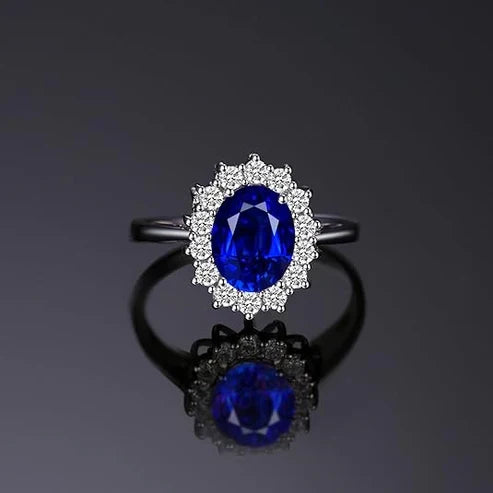 Klassisk Safir Halo Ring