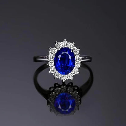 Klassisk Safir Halo Ring