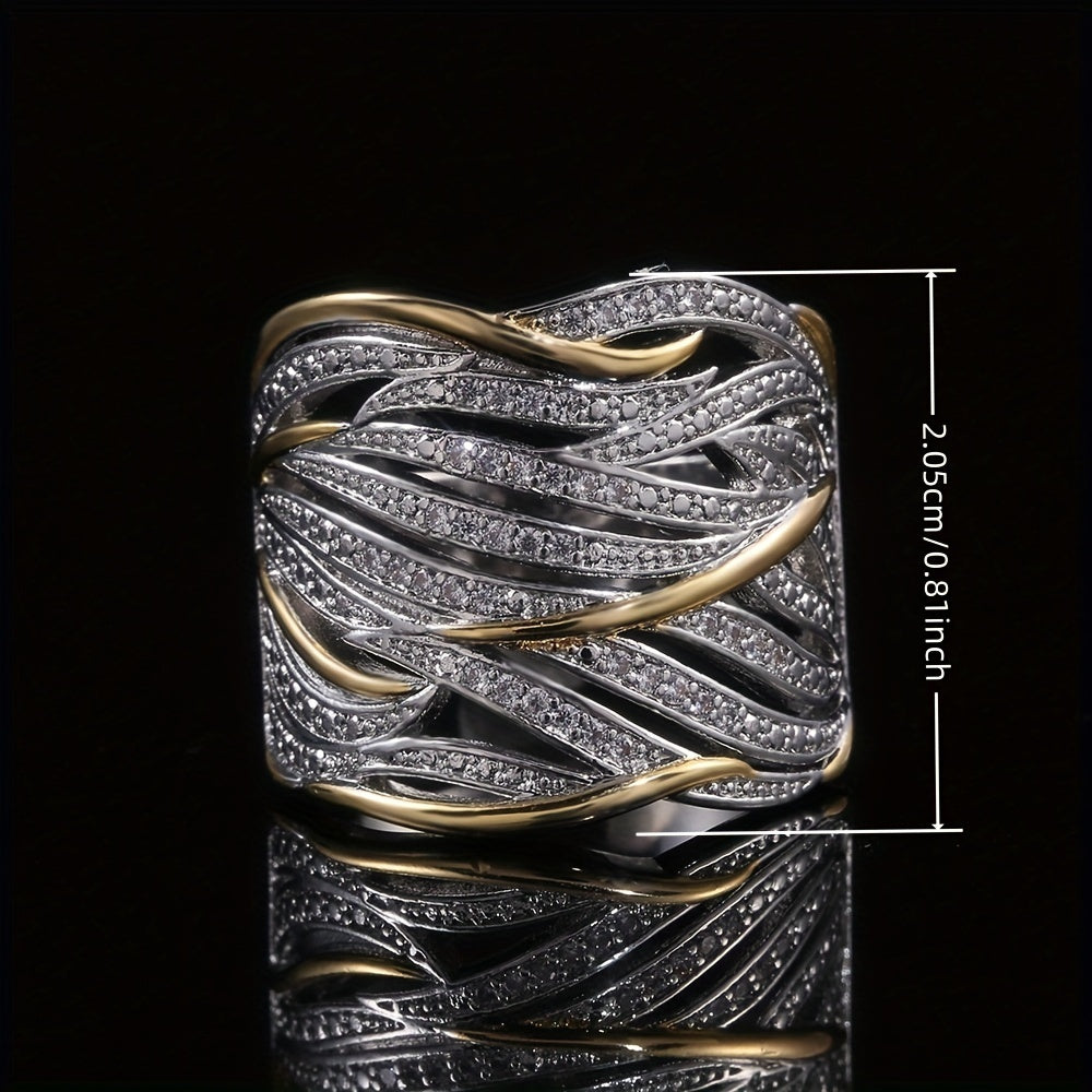 Sølv og Guld Vævet Bånd Ring