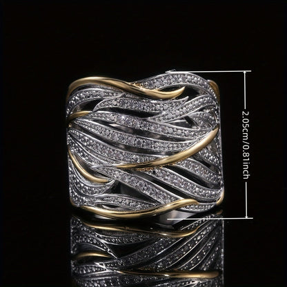 Sølv og Guld Vævet Bånd Ring