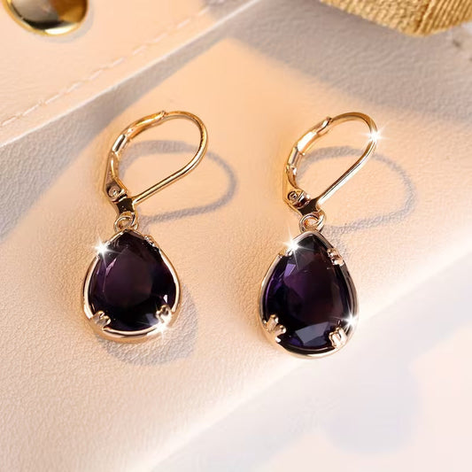Guld Amethyst Dråbeøreringe