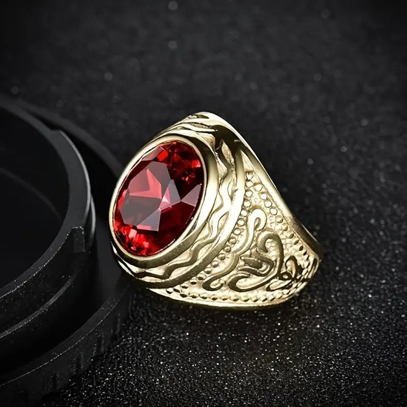 Guld Rubin Indgraveret Ring