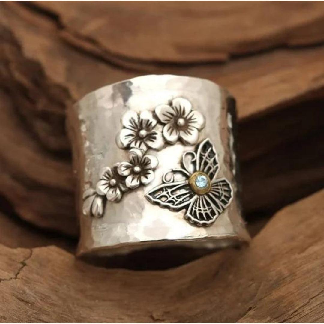 Bi Blomst Sommerfugl Bred Ring