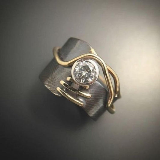 Mørk Vintage Ring med Zirkonia