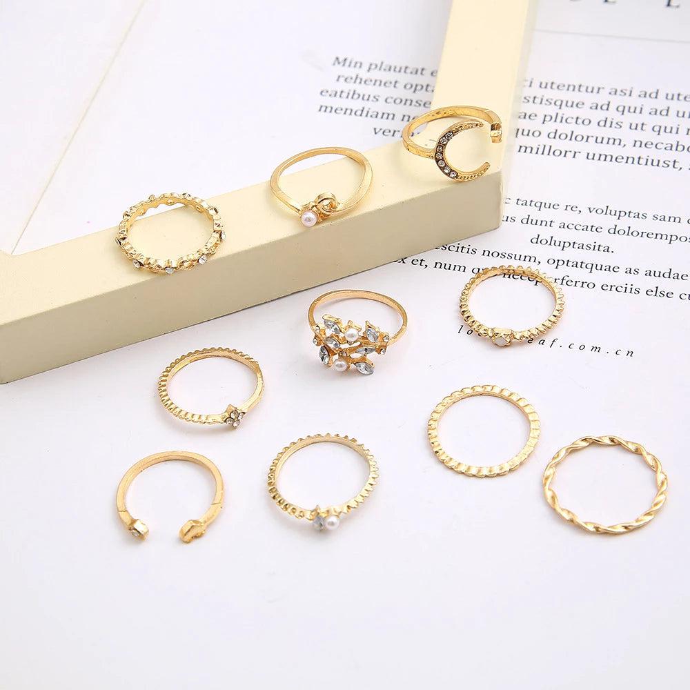 10-Pack Bohemian Sølv- og Guldbelagte Ring