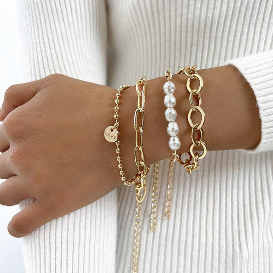 Guld Perle Armbånd