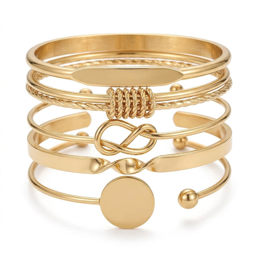 Sæt de Pulseras Elegancia Anudada | Guld