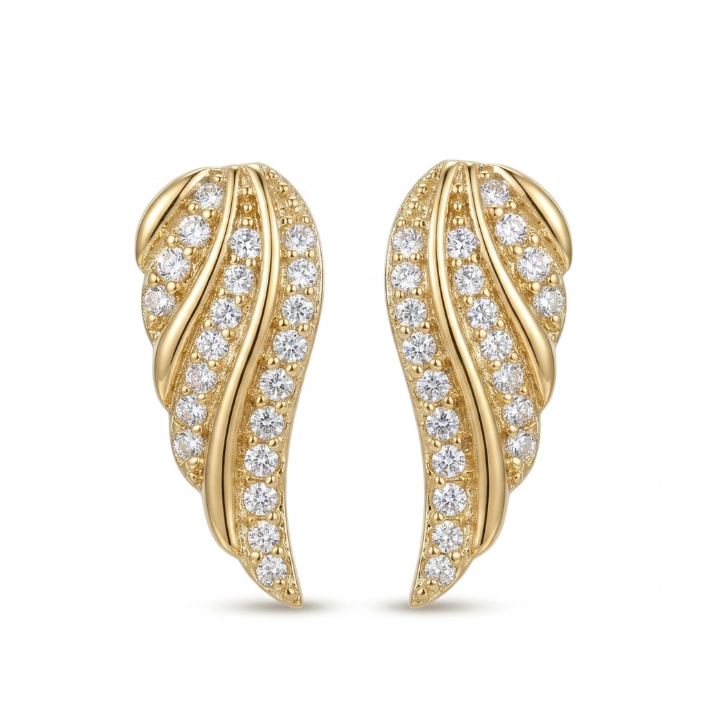 Aretes Pavé de Hoja Moderne | Guld