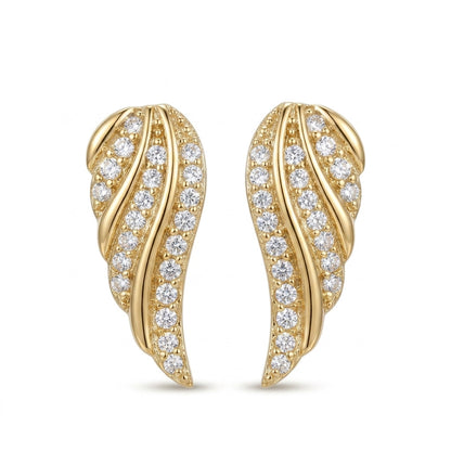 Aretes Pavé de Hoja Moderne | Guld