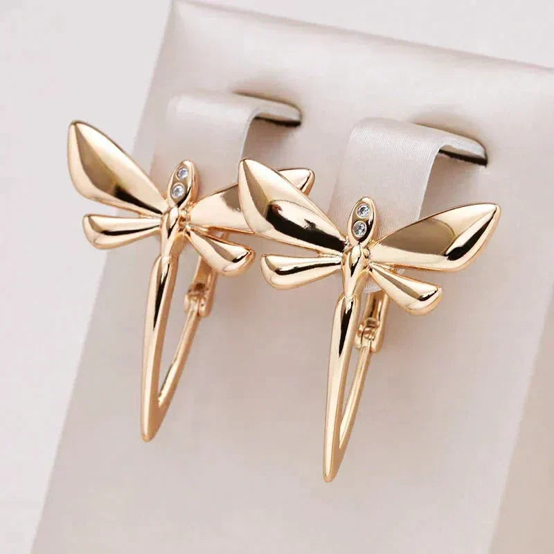 Elegante Guld Libelle Øreringe