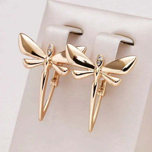 Elegante Guld Libelle Øreringe
