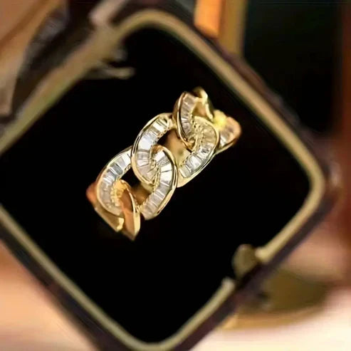 Kæde Krystal Guld Ring