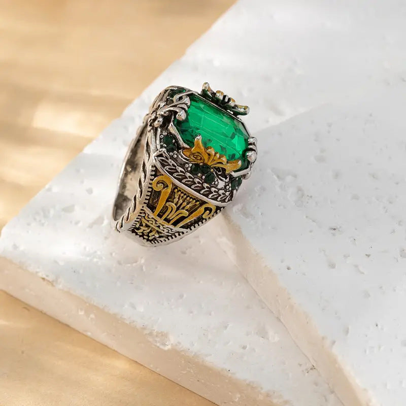 Sølv Smaragd Vintage Ring