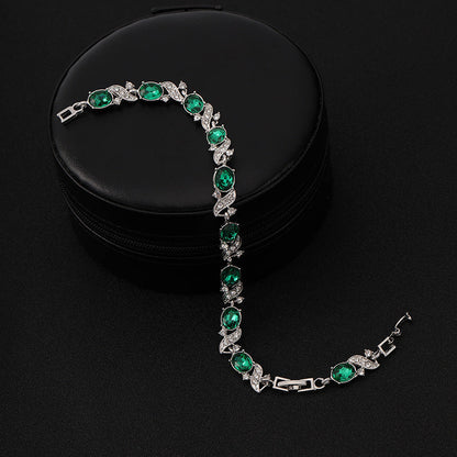 Sølv Emerald Vintage Link Armbånd
