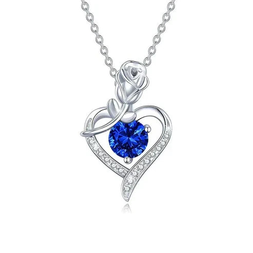 Sapphire Rose Hjerte Halskæde