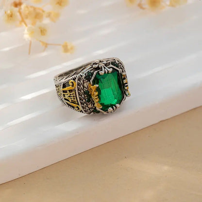 Sølv Smaragd Vintage Ring