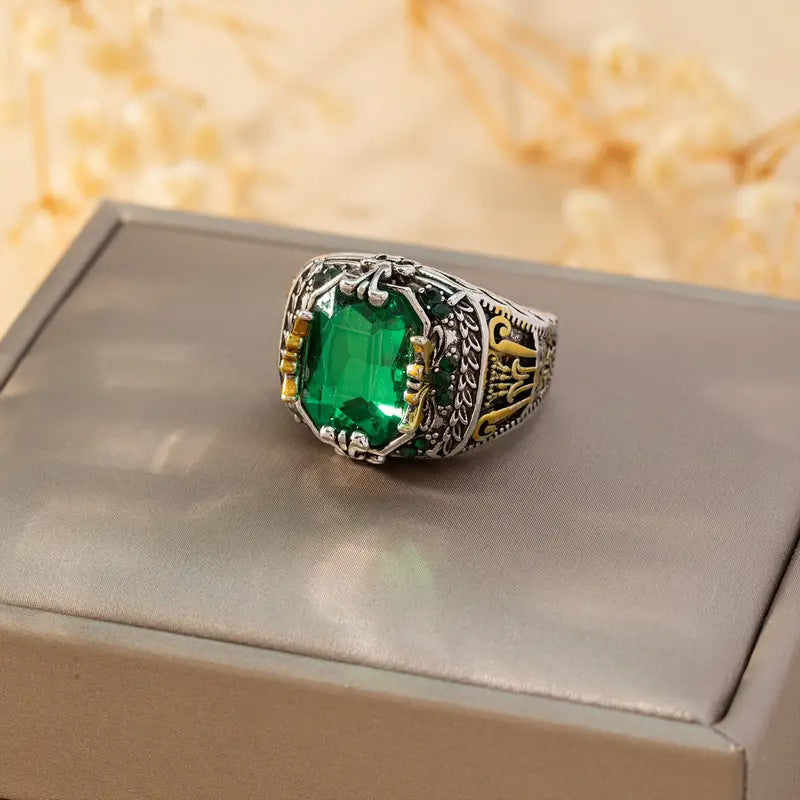 Sølv Smaragd Vintage Ring
