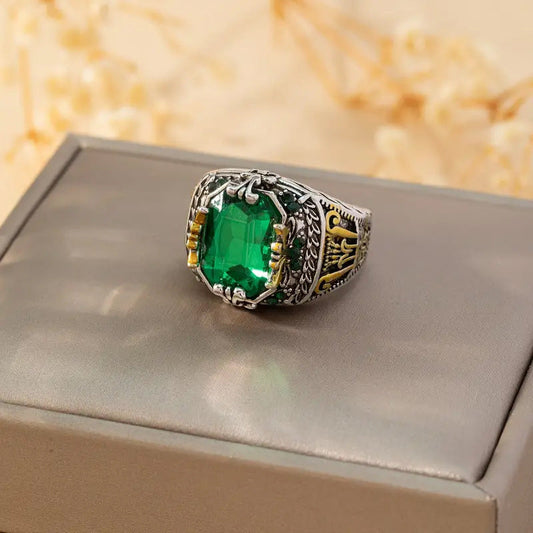 Sølv Smaragd Vintage Ring