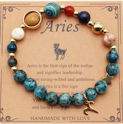 Otte Planeter & 12 Konstellation Sten Armbånd